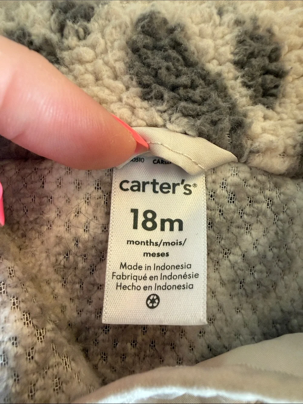 Carter's Plush Leopard Pullover - Beige and Gray